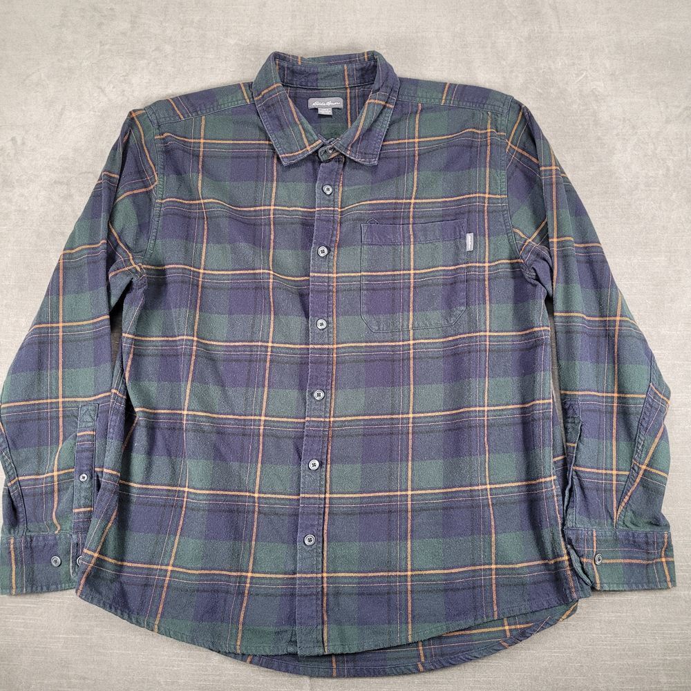 Eddie Bauer Plaid Flannel Button Down Shirt Casual‎ Long Sleeve XXL